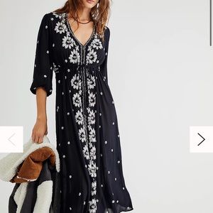 NWT Black Embroidered Fable Midi